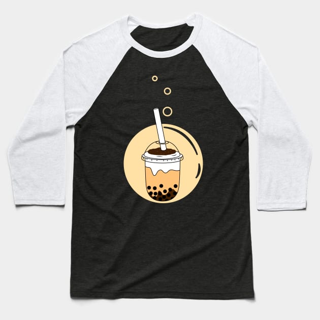 Brown Sugar Bubble Tea Baseball T-Shirt by LulululuPainting